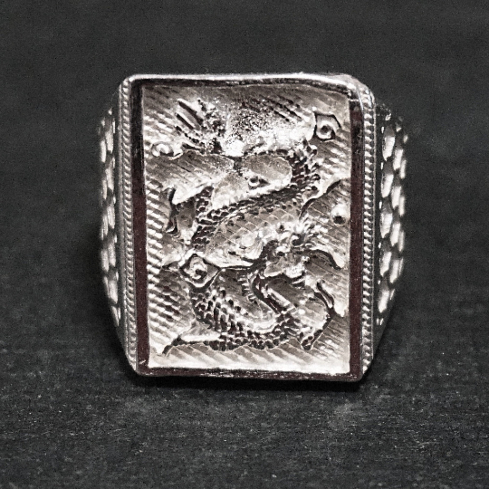 Sterling Silver Zodiac Men's Dragon Ring